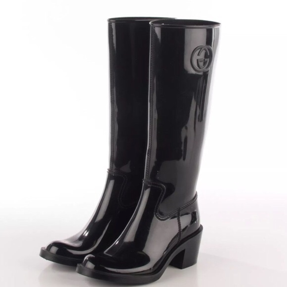 Authentic Black Gucci Rain Boots